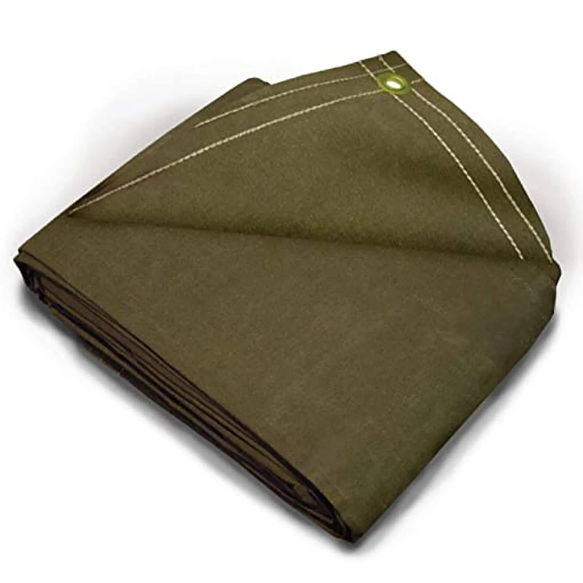 Tarps Now Canvas Tarp, (10' x 10') with Brass Grommets - Heavy Duty Tarp and Multi-Purpose Sheet Cover Tarpaulin for Canopy Tent, Roof, Camping - 20 MIL Thickness, Olive Drab, 18oz