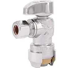 SharkBite 1/2 x 3/8 Inch Compression Angle Stop Valve, Quarter Turn, Push to Connect Brass Plumbing Fitting, PEX Pipe, Copper, CPVC, PE-RT, HDPE, 23036-0000LF