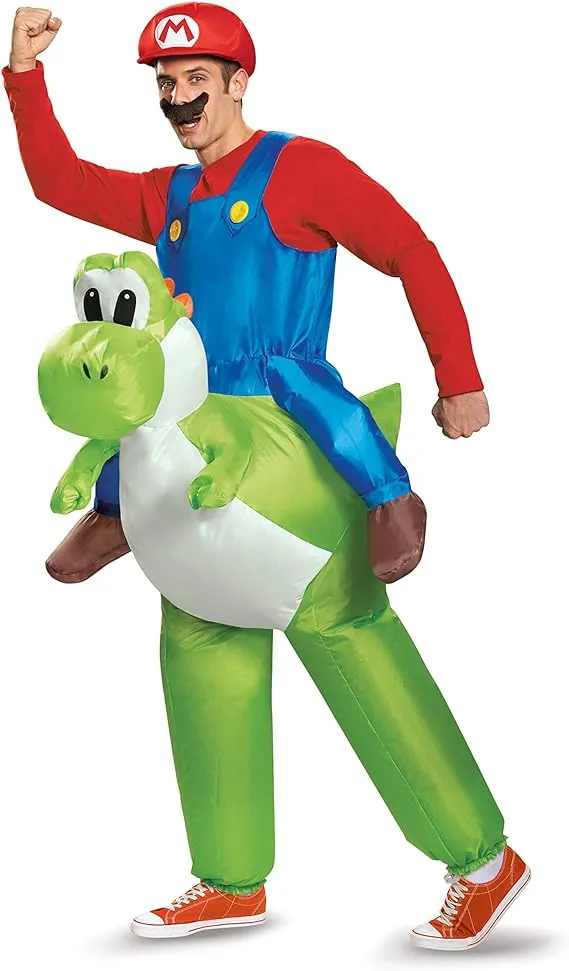 Disguise Men's Mario Riding Yoshi Adult Costume, Multi, One Size