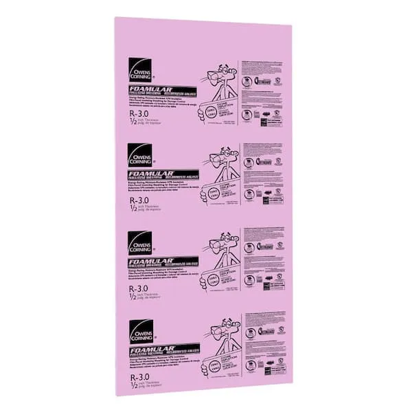 Owens Corning Pink Foam Insulation Board 1/2" Thick (8 Pieces-1sqft Each) Foamular Boards for Craft or Home Improvements Projects Such As Window, Wall, Ceiling Coverings. Packed by Eagle Electronics