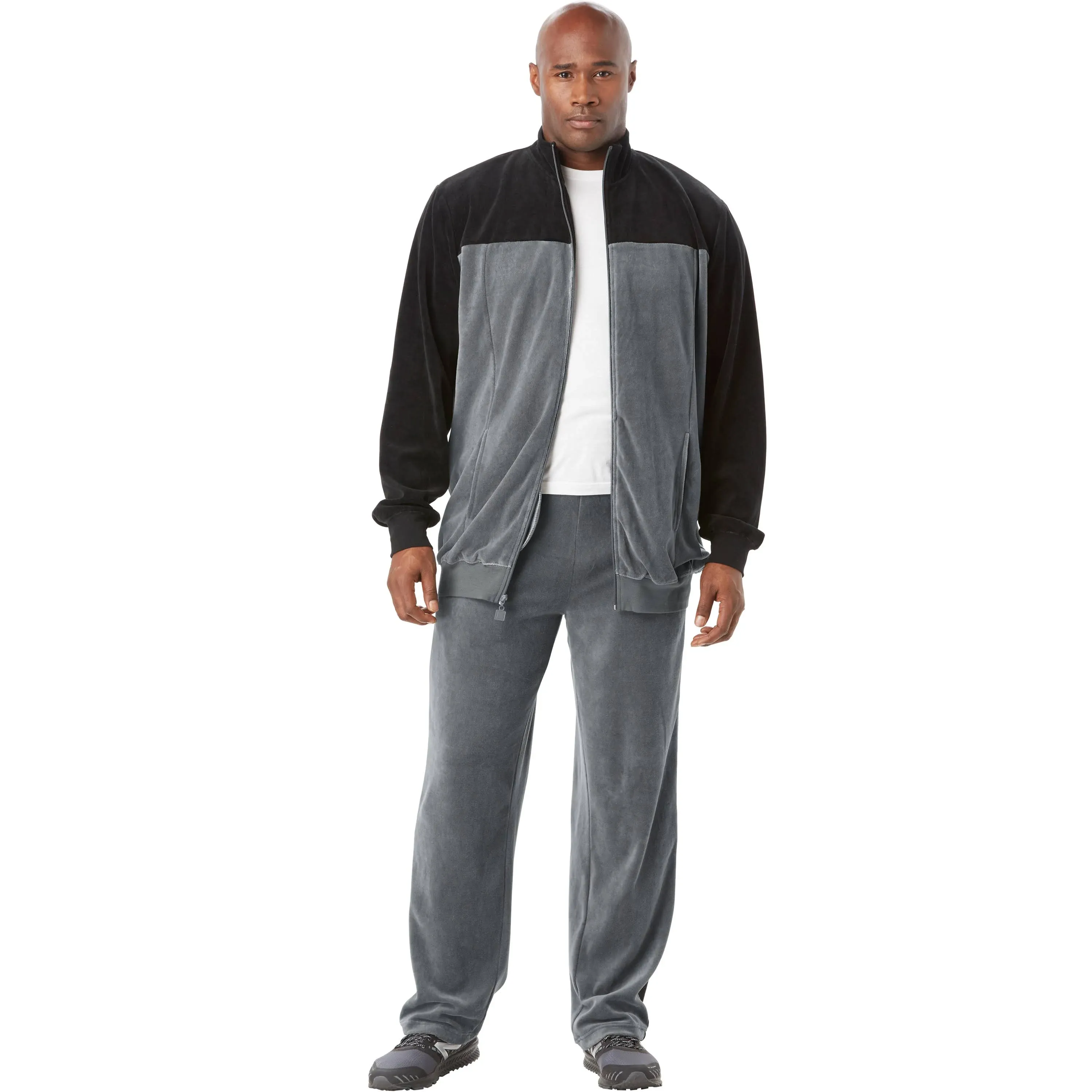 KingSize Men&#039;s Big &amp; Tall Colorblock Velour Tracksuit