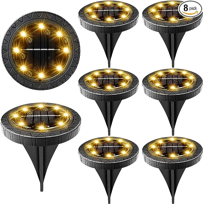 8 Pack Solar Powered Ground Lights