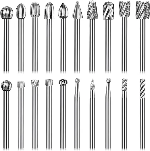 Tonsiki 20pcs Tungsten Carbide Rotary Burr Set with 1/8 inch Shank for DIY ...