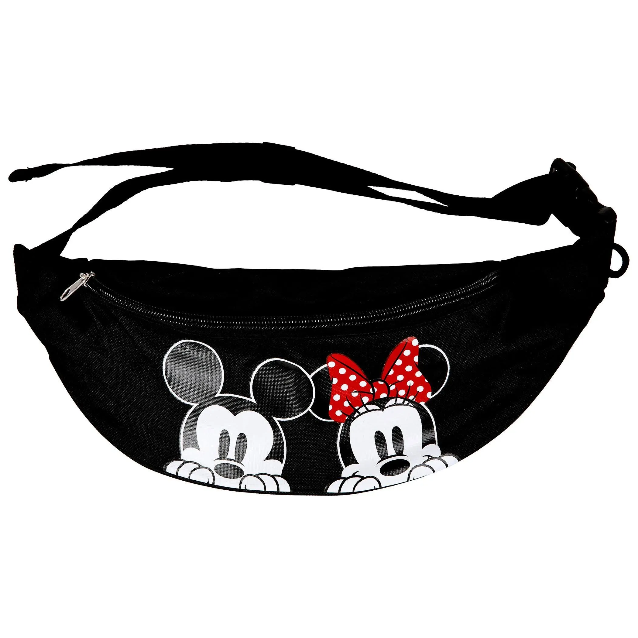 Disney Mickey and Minnie Mouse Peeking Fanny Pack Black