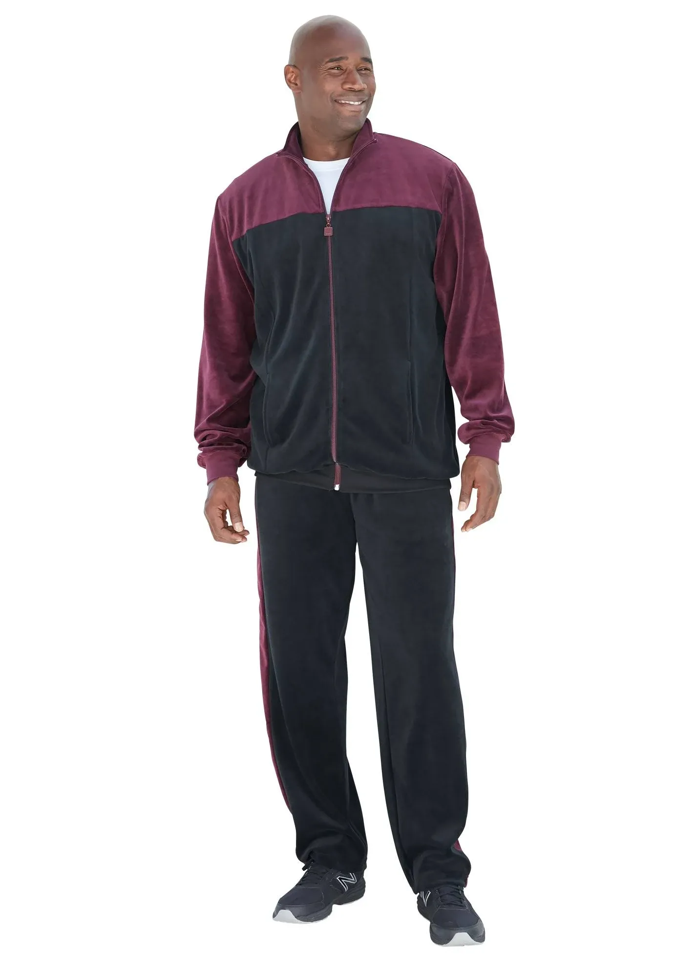 KingSize Men's Big & Tall Colorblock Velour Tracksuit