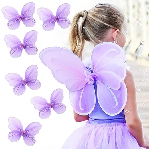 Butterfly Craze Girls' Fairy, Angel or Butterfly Wings – Costumes and Dress Up For Kids Aged 2 to 12 – Pack of 6