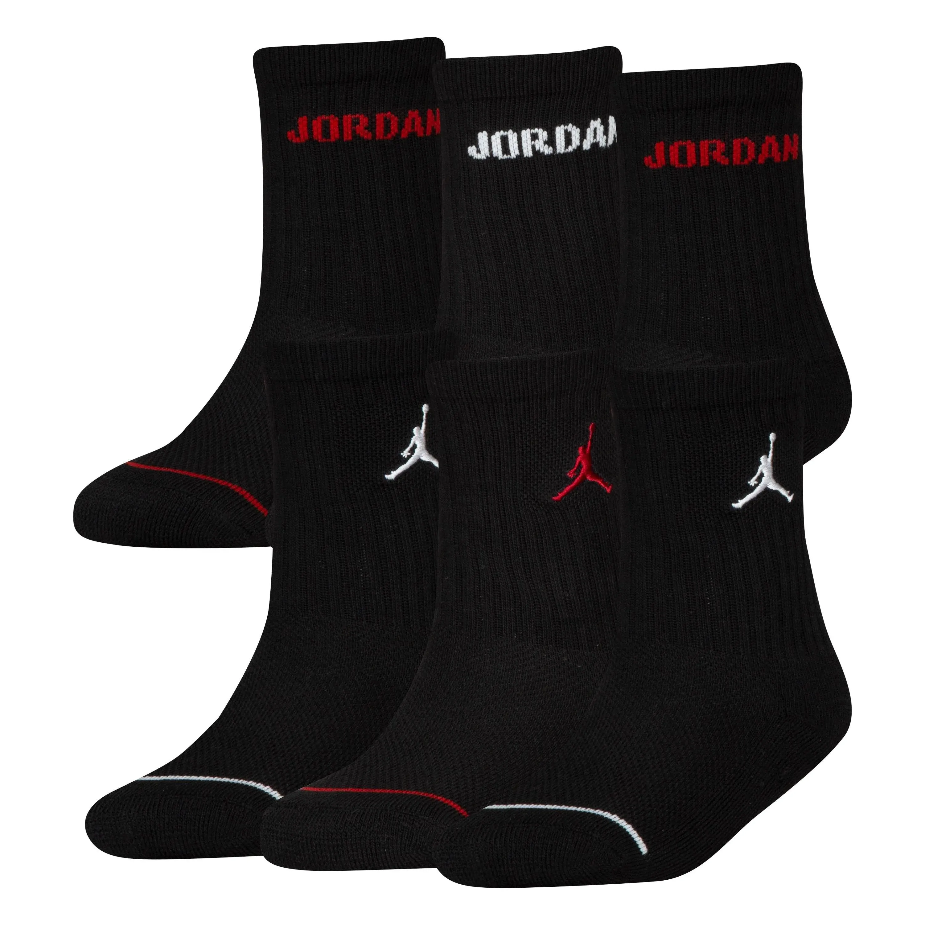 Jordan Boys Legend Crew 6-Pack Socks - Black/Black Size M