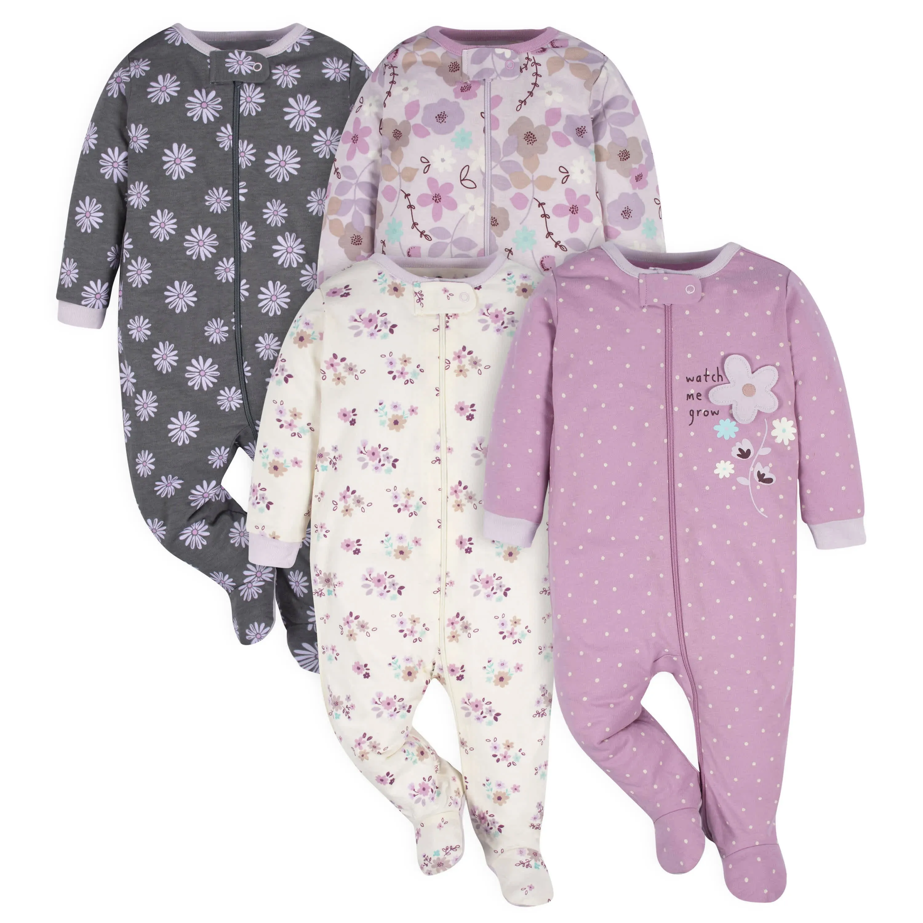 Gerber Baby Girls' 4 Pack Sleep 'N Play Footie