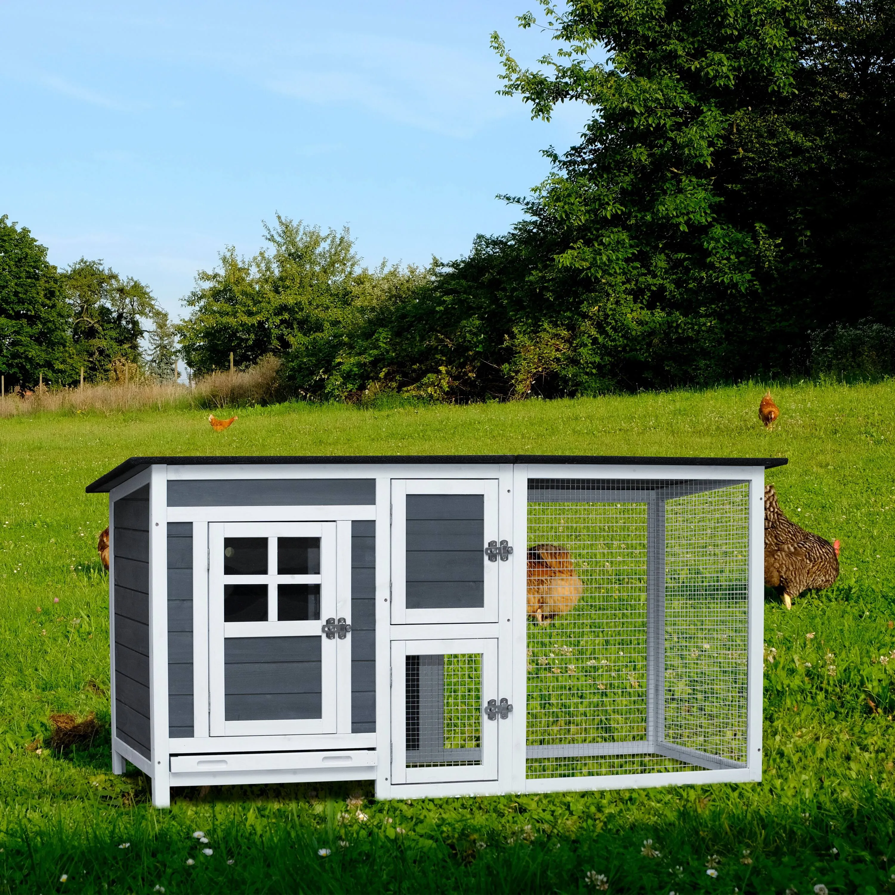 AECOJOY Large Chicken Coop Wooden Chicken Cage Hen House