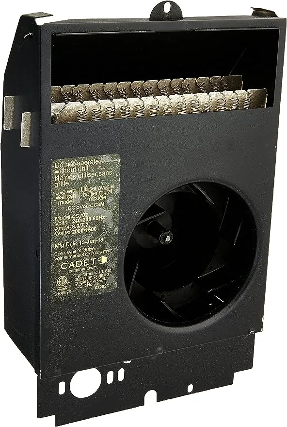 Cadet Com-Pak Electric Wall Heater Assembly Only Without Thermostat (Model: CS072, Part: 67510), 2560/1925 BTU, 240/208 Volt, 750/563 Watt