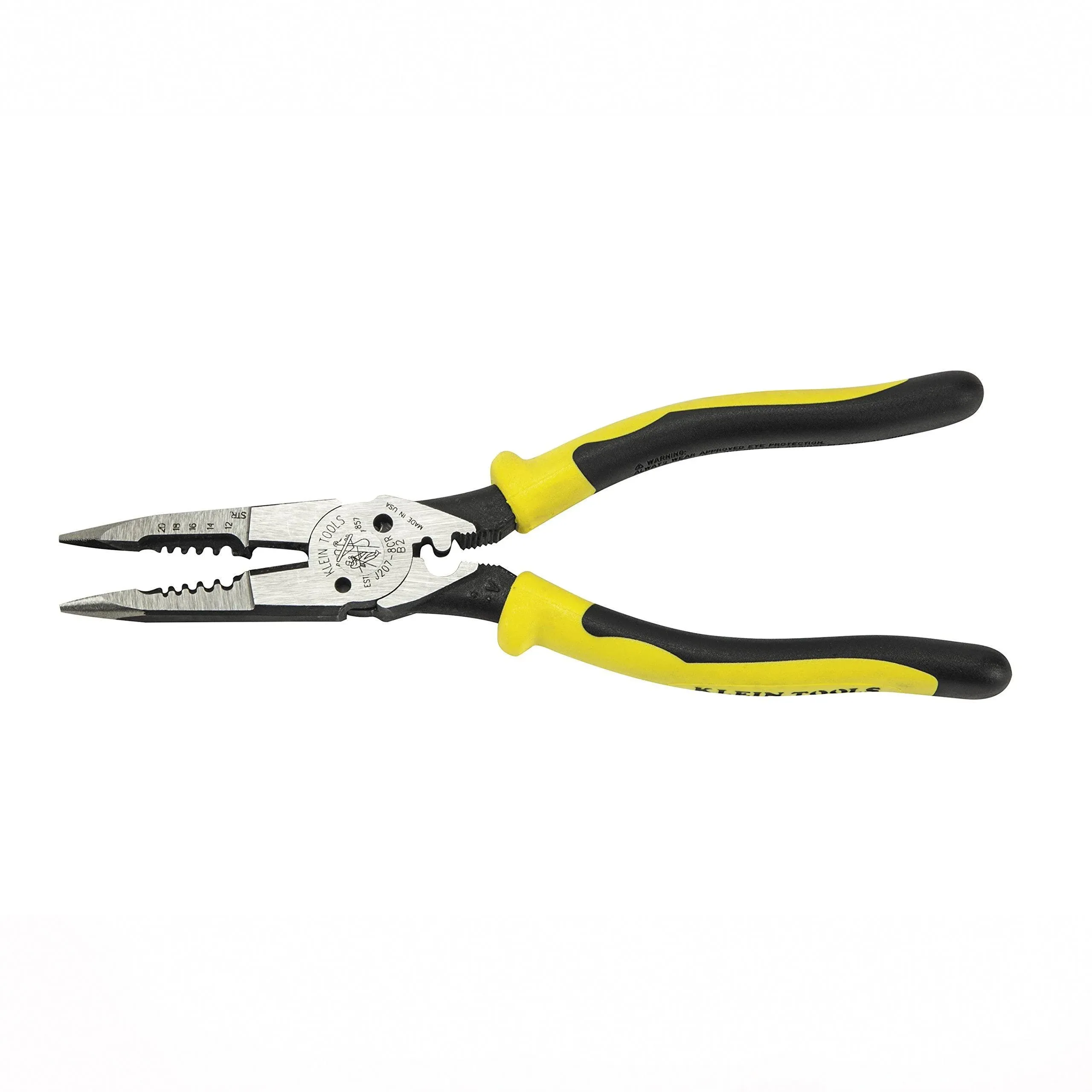 Klein Tools J207-8CR Needle Nose Pliers are All-Purpose Linesman Pliers for Crimping, Looping, Cutting, Stripping, Crimping, Shearing