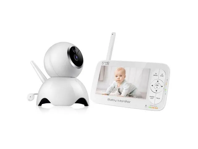 Baby Monitor, AUTENS 720P 5 Inch HD Display Video Baby Monitor with Camera and Two Way Audio, Auto Night Vision, Remote Pan/Tilt/Zoom, 5 Lullaby.