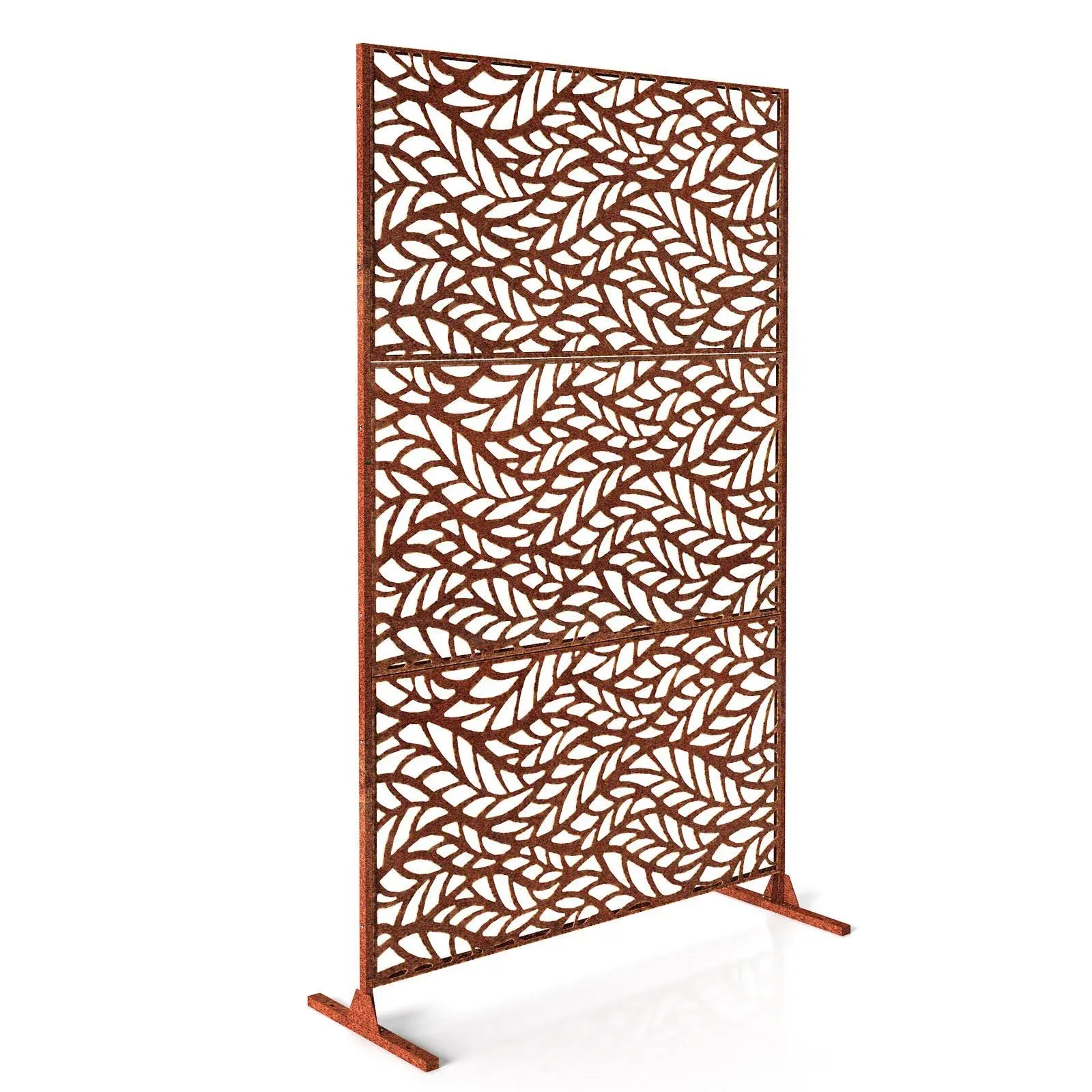 Veradek Decorative Screen Series Arrow Privacy Screen Corten Steel 3 Panel Set w/Stand (85% Privacy)