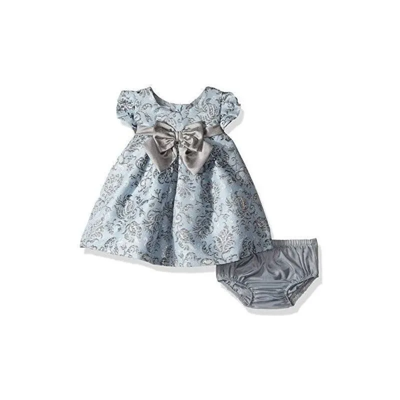 Bonnie Baby Baby Girls' Baby Girls Short Sleeved Brocade Float with Taffeta Bow