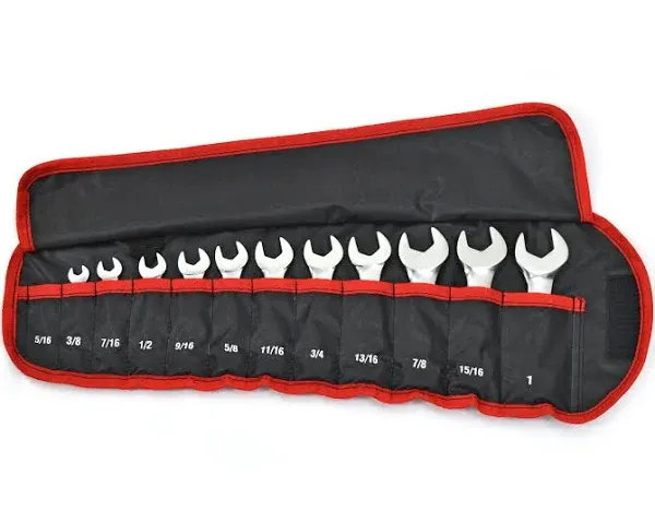 Hyper Tough 12-Piece SAE Stubby Combination Wrench Set, Size: 5/16,3/8,7/16,1/2,9 ...