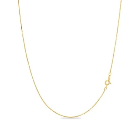 Amazon Collection Sterling Silver Thin 0.8mm Box Chain Necklace | Available in Yellow Gold or Silver | 16", 18", 20", 24", or 30"