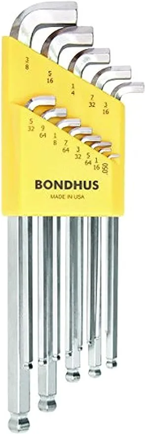 Bondhus Hex Ball End Wrench Set, 13 Piece, .050" to 3/8", Stubby, L Shape ...