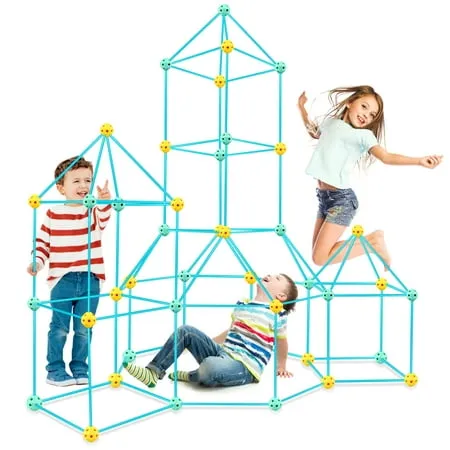 OleFun Fort Building Kit for Kids 4,5,6,7,8+Year Old Boys & Girls, 140 pcs, Creative STEM Building Toys for DIY Castles, Tunnels, Play Tent, Ideal Gift for Aged 5-8