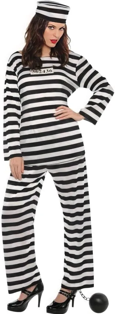 Amscan Black/White Lady Lawless Prisoner Costume Set - Standard Size (1 Pack) - Bold & Durable - Perfect Outfit For Your Daring Adventure