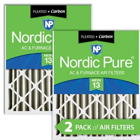 16x20x4 Pleated Air Filters MERV 13 Plus Carbon Qty 2