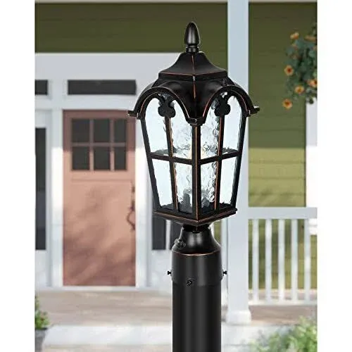 Hardwired 120v Dusk To Dawn Outdoor Post Light Black Roman Waterproof