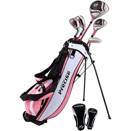 PreciseGolf Co. Precise X7 Junior Complete Golf Club Set for Children Kids Pink Ages 6-8 Right hand