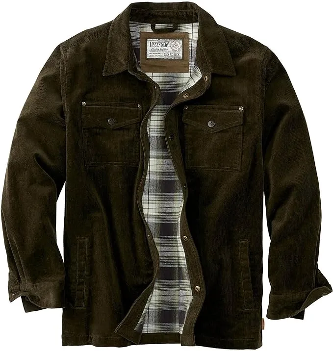 Legendary Whitetails Men's Tough As Buck Flannel Lined Corduroy Shirt Jacket