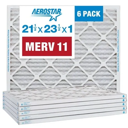 Aerostar Pleated Air Filter, MERV 11, 19 7/8 x 21 1/2 x 1, Pack of 6, Made in The USA