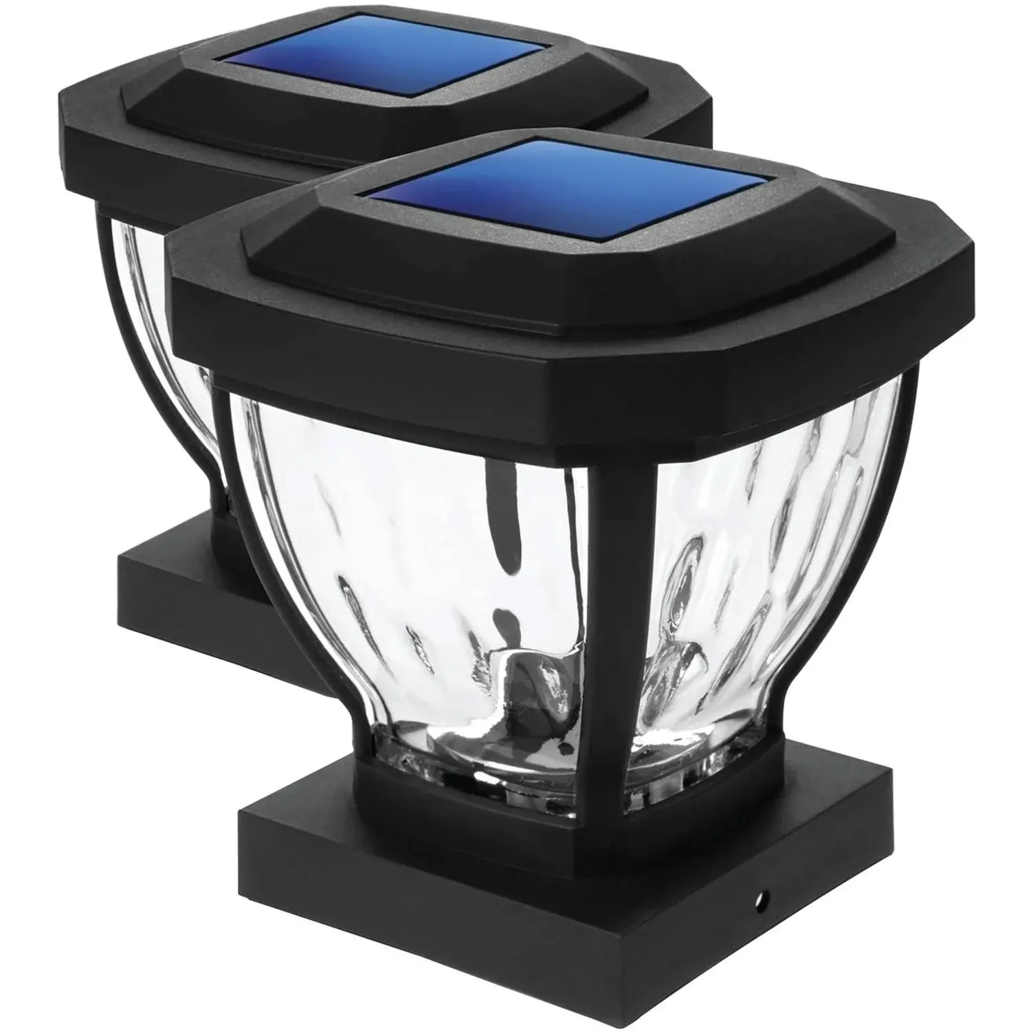 Home Zone Security 4x4 Solar LED Post Cap Lights, 2-Pack ,Black