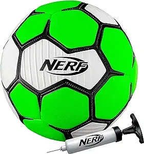 NERF Proshot Kids Soccer Balls - Size 3, 4 + 5 Indoor + Outdoor Youth Soccer Balls + Air Pump Set