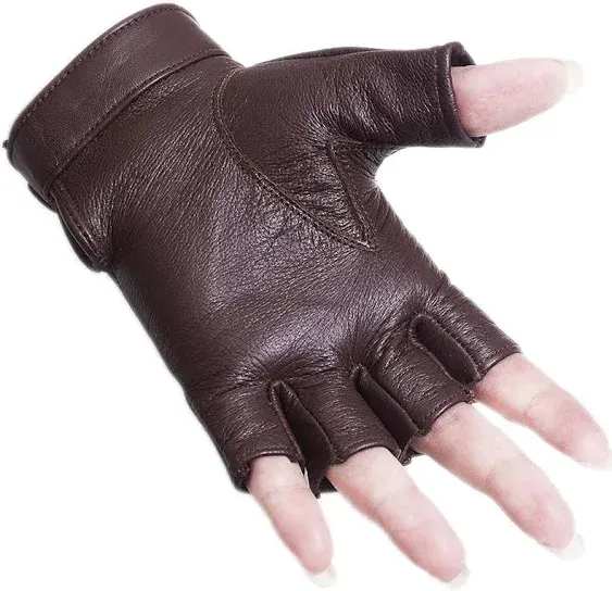 Sheepskin leather Half Finger driving gloves for Women