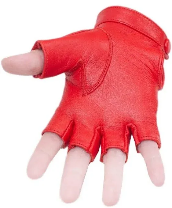 Sheepskin Unlined Leather Half Finger Driving Fashion Gloves for Women