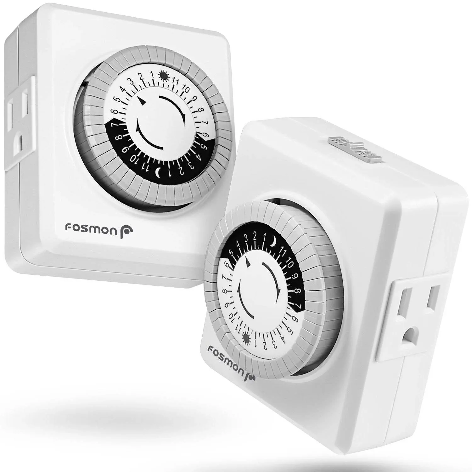 Fosmon 24-Hour Dual Outlet 15 Amp AC Mechanical Outlet Timer (2 Pack)