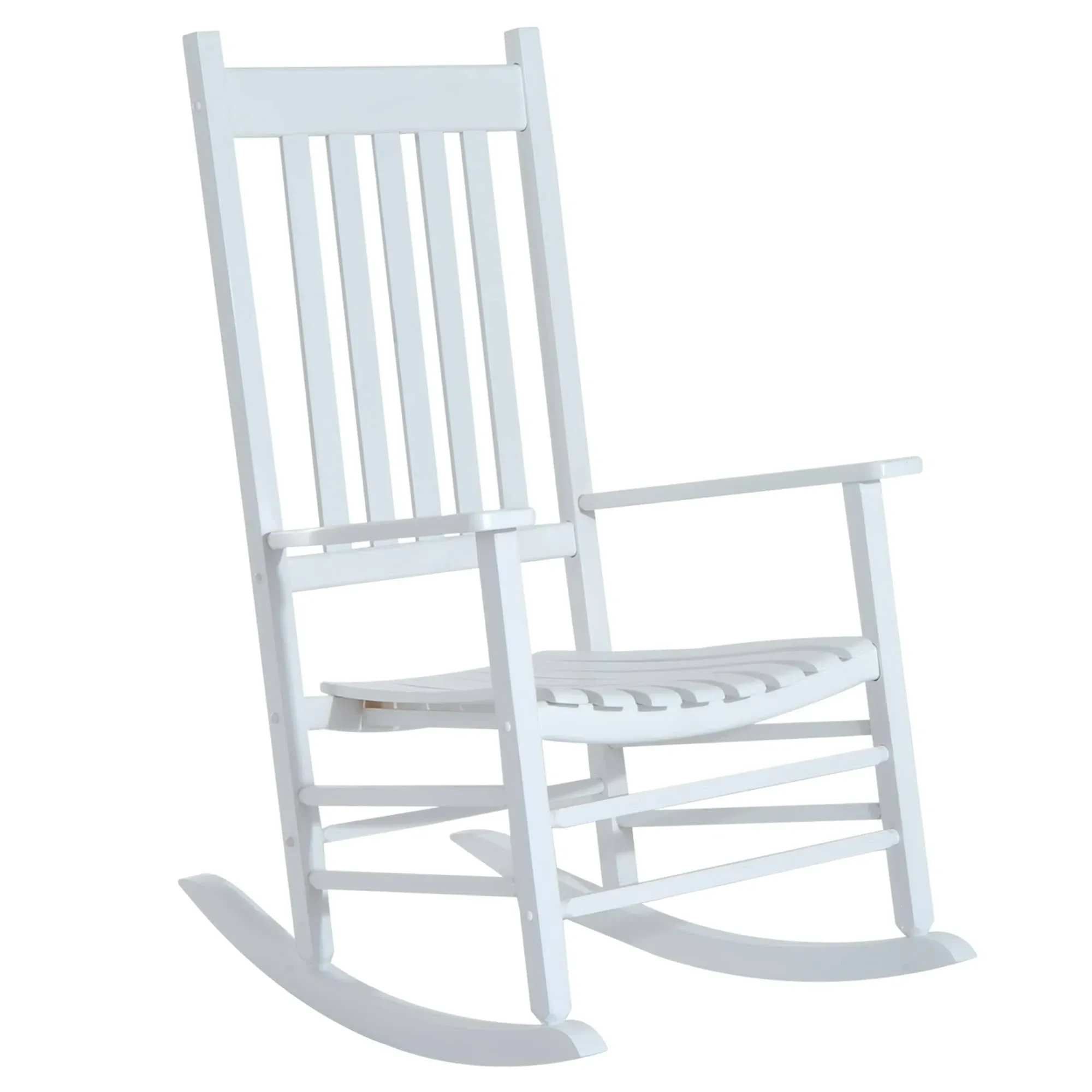 Outsunny Versatile Indoor/Outdoor High Back Wooden Rocking Chair White