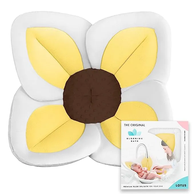 Blooming Bath Baby Bath Seat - Baby Tubs for Newborn Infants to Toddler 0 to 6 Months and Up - Baby Essentials Must Haves - The Original Washer-Safe Flower Seat (Lotus, Yellow)