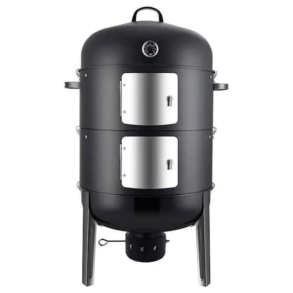 Realcook Charcoal BBQ Smoker Grill - 20 Inch Vertical Smoker for Outdoor Cooking Grilling