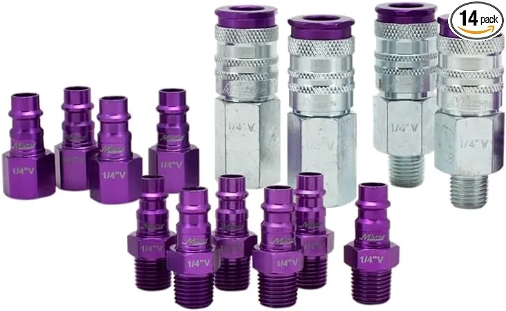  S-314vkit Kit, 14 Piezas Hi-flo V Estilo 1/4&#034; , Purpura