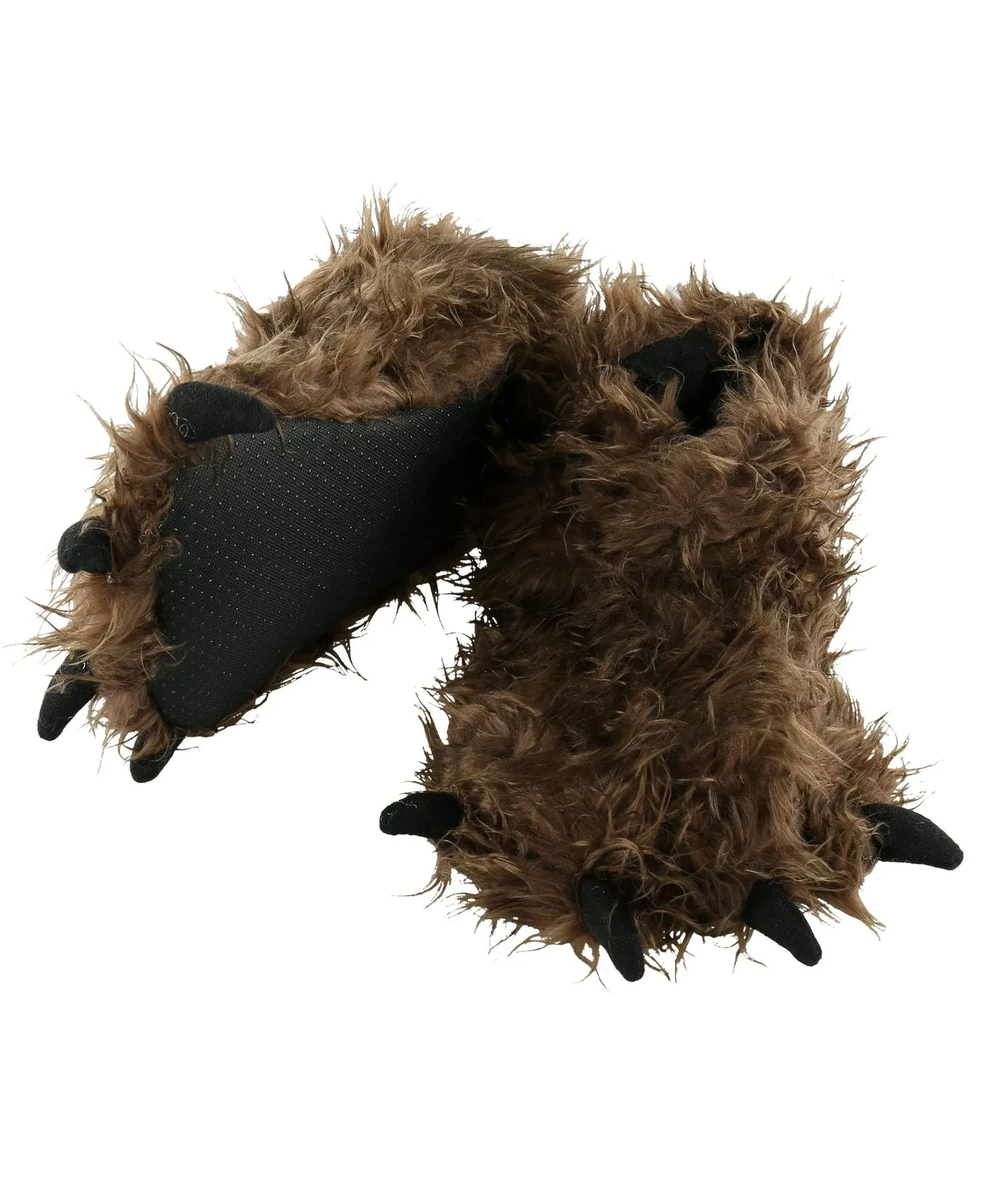 LazyOne Animal Paw Slippers, Black Bear, Child and Adult Unisex Furry Slipper, X-large