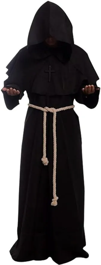 GOLDSTITCH Friar Medieval Hooded Monk Renaissance Priest Robe Costume Cosplay