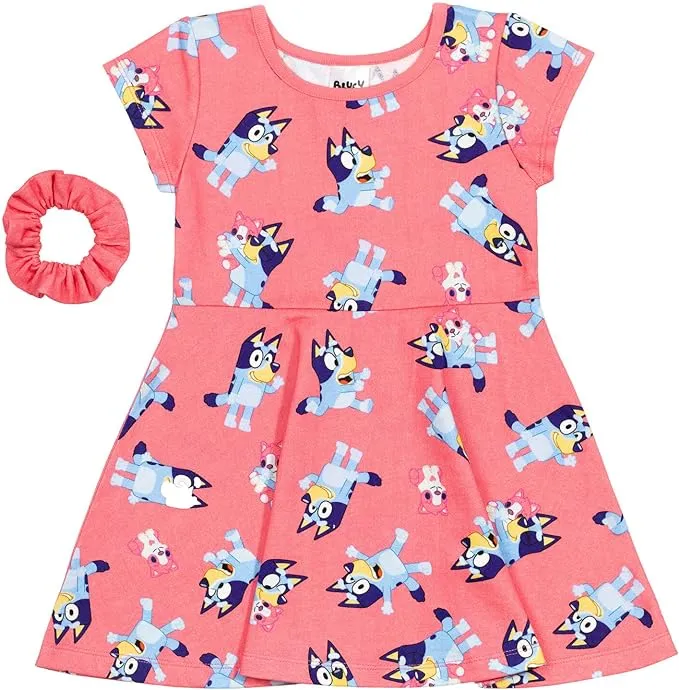 Bluey Bingo Skater Dress and Scrunchie Infant to Big Kid