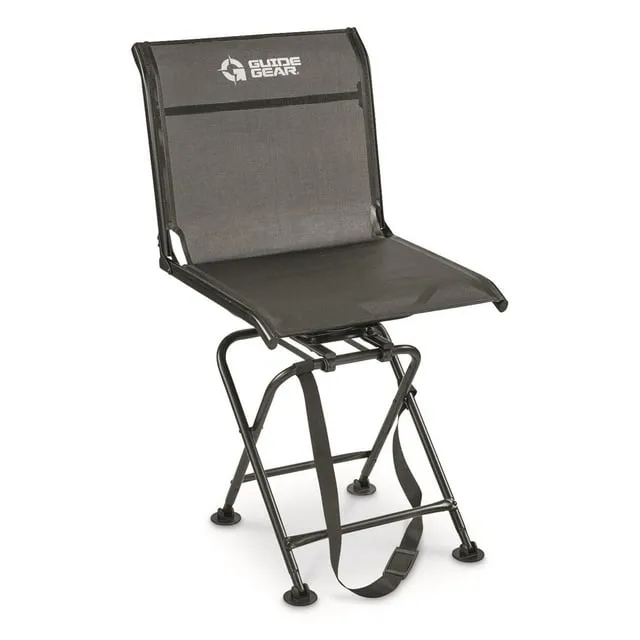 Guide Gear Big Boy Hunting Blind Chair, Portable Folding Seat for Shooting, Comfortable Spin Swivel, 500-lb. Capacity