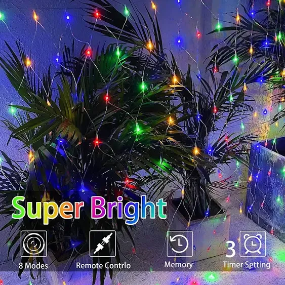 12Ft X 5Ft Christmas Net Lights, 360 LED Net Lights with 8 Modes, Connecable, Ti