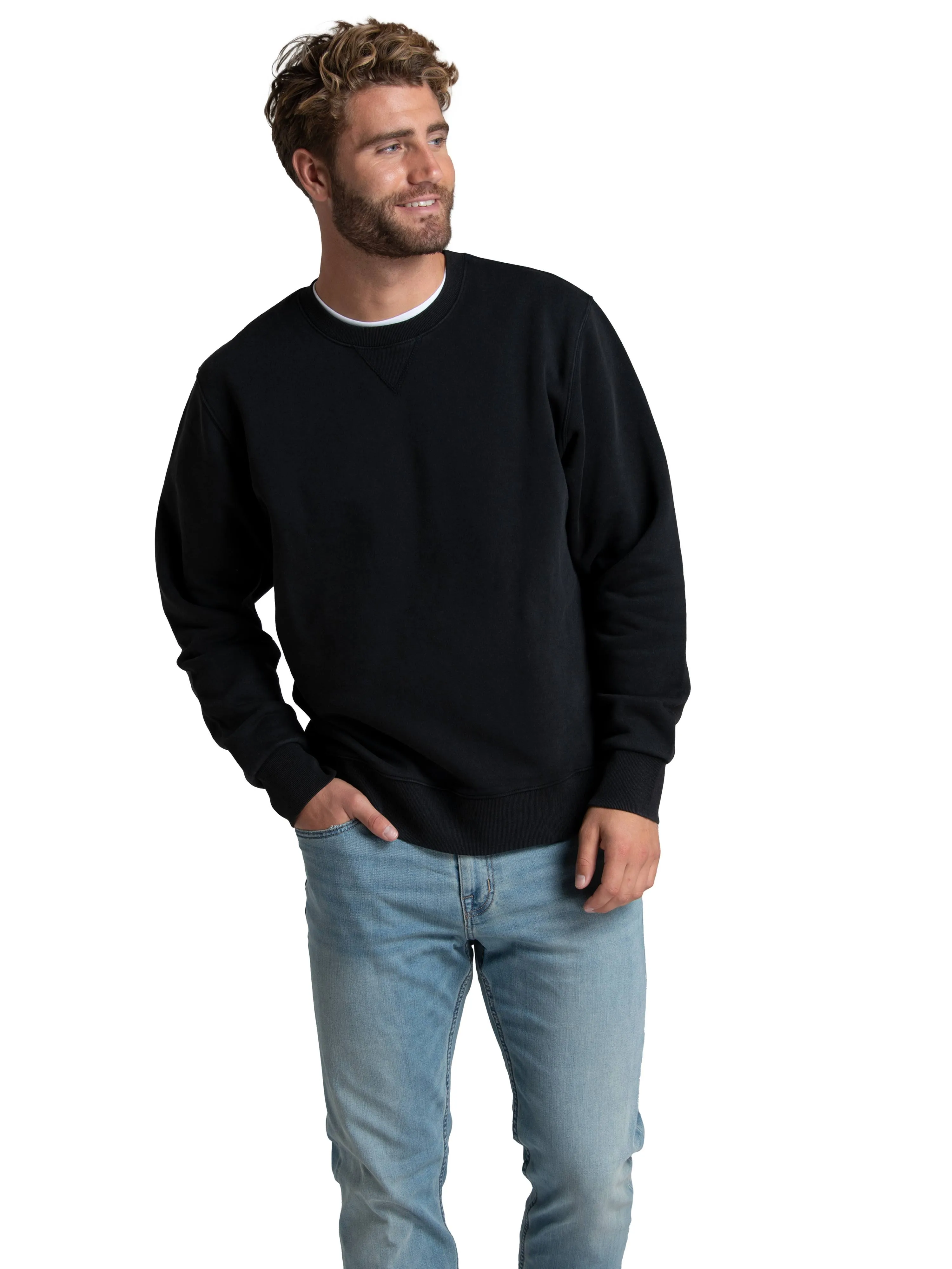 Fruit of the Loom Men's Eversoft Fleece Crewneck Sweatshirts, Moisture Wicking & Breathable, Sizes S-4X, Garment Dyed Black Ink, XX-LargeFruit of the Loom Men's Eversoft Fleece Crewneck S…