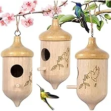 Hummingbird House,Wooden Hummingbird Houses for Outside for Nesting, Gardening Gifts Home Decoration,3 Pack