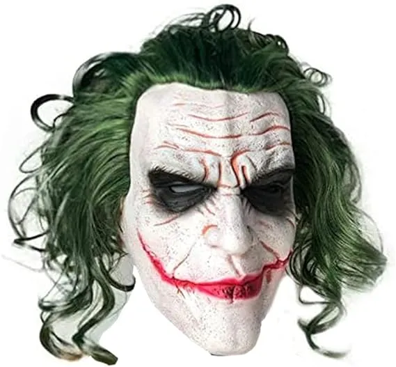 Mltao Latex Mask Costume Clown Joker Cosplay Man Smile Mask with Green Hair ...