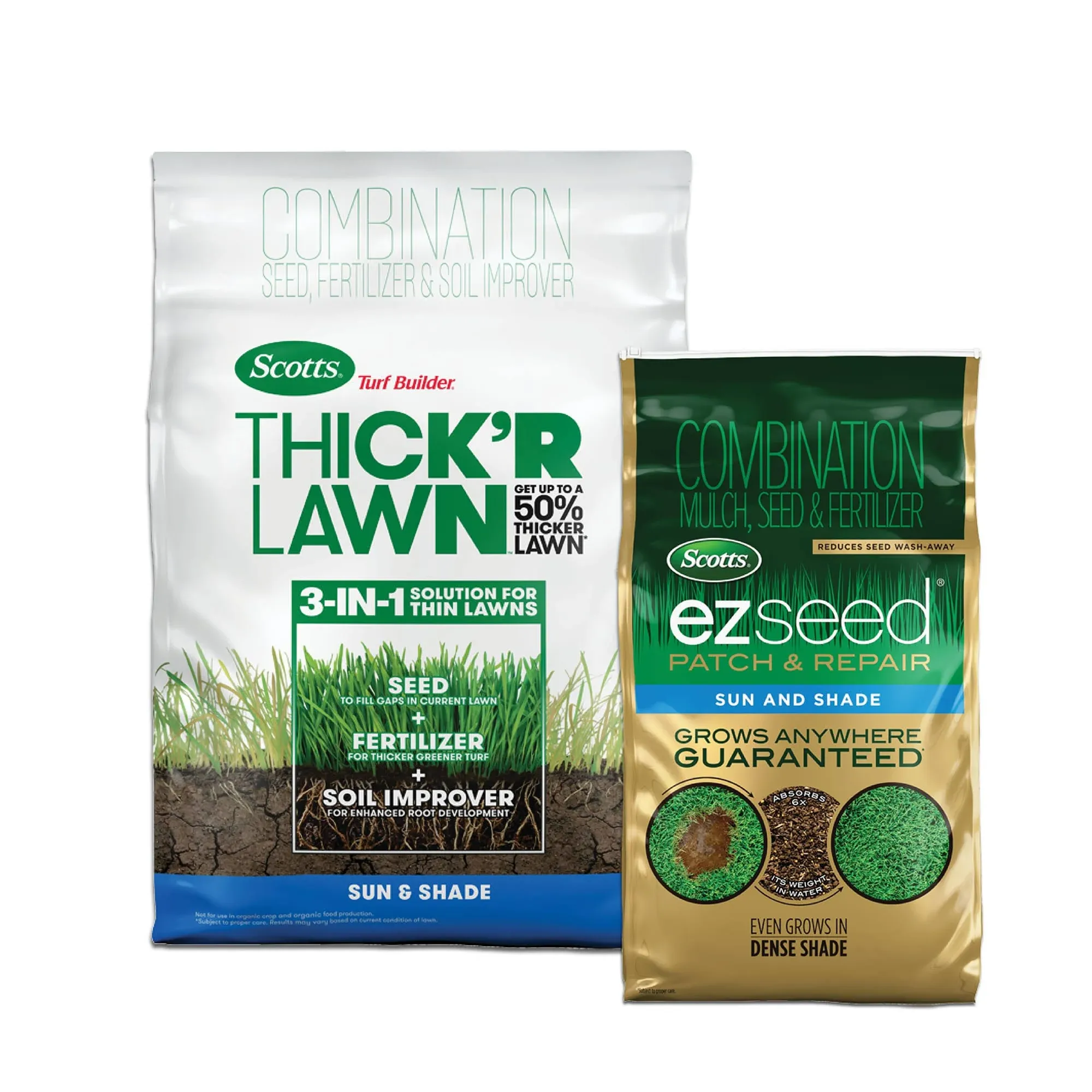 Scotts Turf Builder Thick'R Lawn Sun and Shade 40 lb. Grass Seed and EZ Seed 10 lb. Patch & Repair Grass Seed Bundle