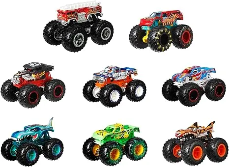 Hot Wheels Monster Trucks Live 8-Pack, Multipack of 1:64 Scale Toy Monster Trucks, Characters from The Live Show, Smashing & Crashing Trucks, Gift for Kids 3 Years Old & Up 