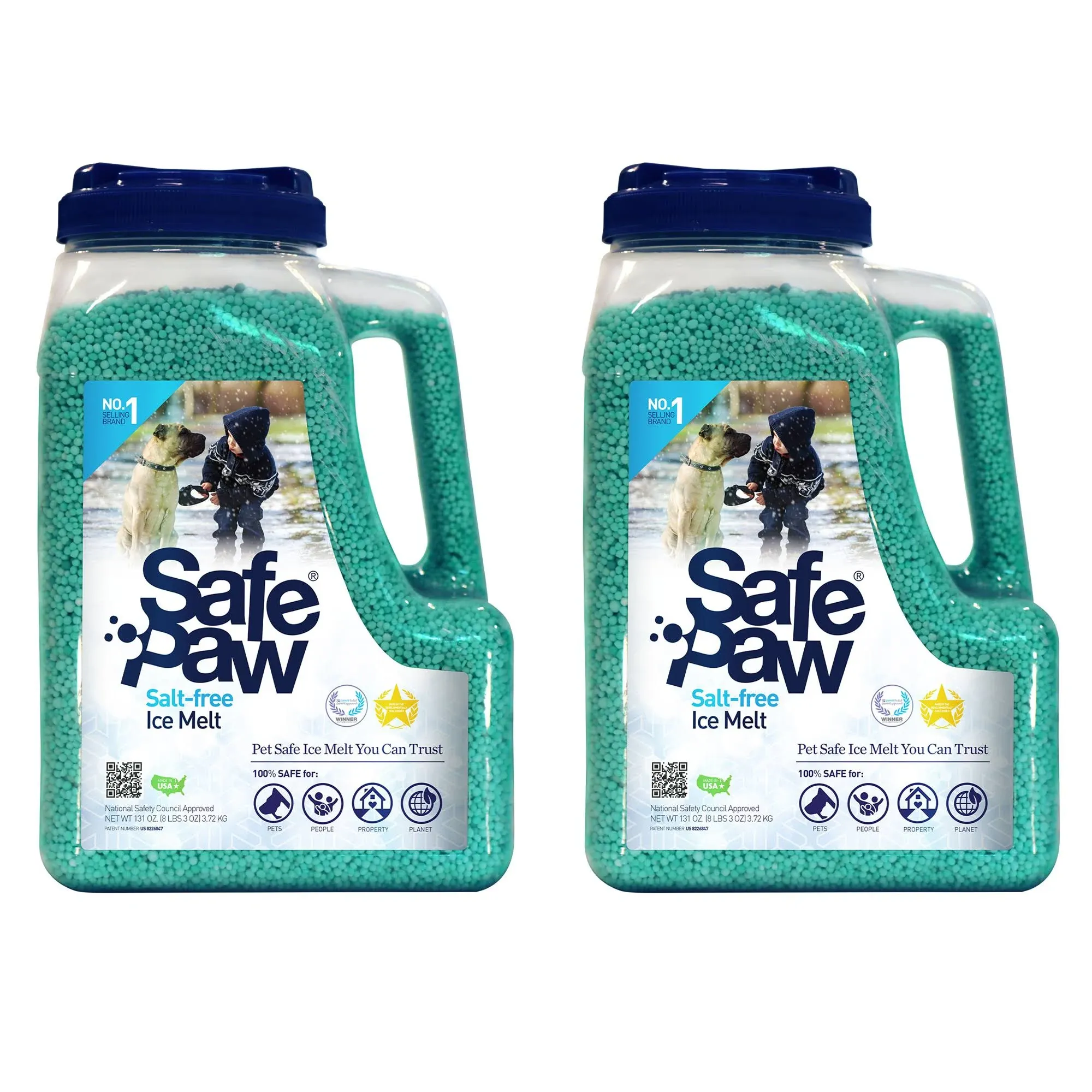 Safe Paw 8 lb Salt and Chloride Free Child Pet Safe Snow Ice Melt (2 Pack)