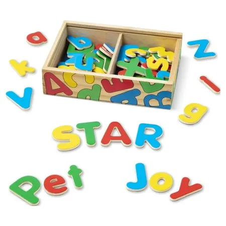 Melissa & Doug 52 Wooden Alphabet Magnets in a Box - Uppercase and Lowercase Letters - ABC Learning Toys, Chunky Magnetic Letters For Toddlers And Kids Ages 3+Melissa & Doug 52 Wooden Alphabet Magnets in a Box - Uppercase and Lowercase Letters - ABC Lear