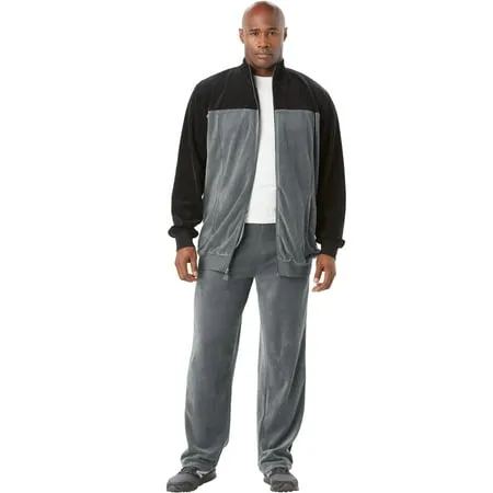 KingSize Men's Big & Tall Colorblock Velour Tracksuit